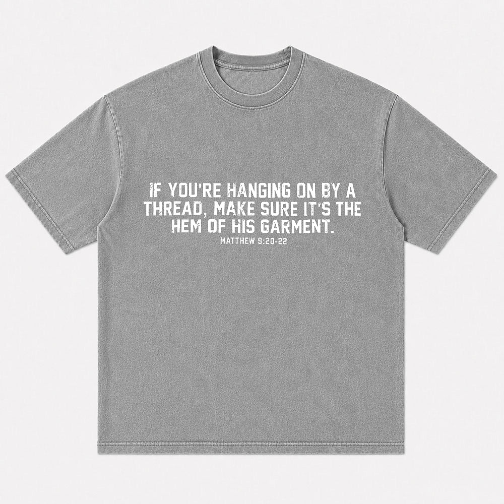 Hem of His Garment Matthew 9:20-22 washed cotton T-shirt, product view 6