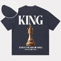 Chess king and Jesus Is the King of Kings lettering cotton T-shirt, product view 1