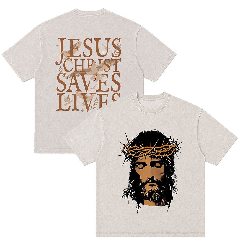 Jesus Christ Saves Lives men's Christian graphic T-shirt