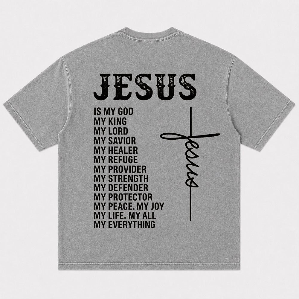 Faith Jesus Is My God My King My Savior My Everything Quote with Cross Christian T-Shirt - product image 6