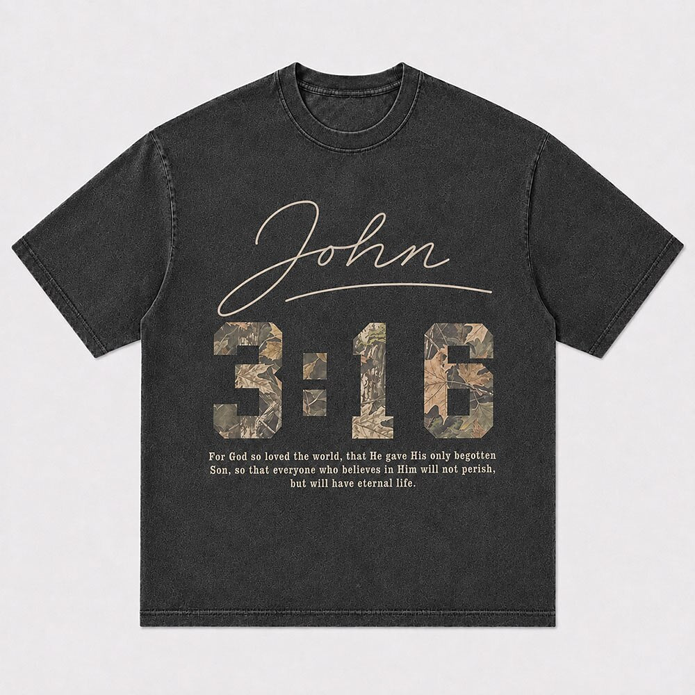 John 3:16 Camo Scripture Christian T-Shirt - light blue product image