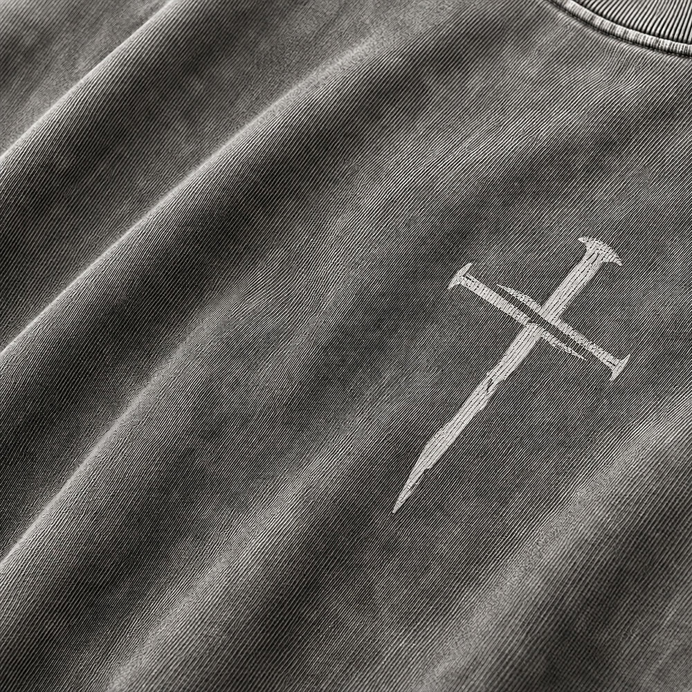Nail cross Christian graphic on Black washed sweatshirt