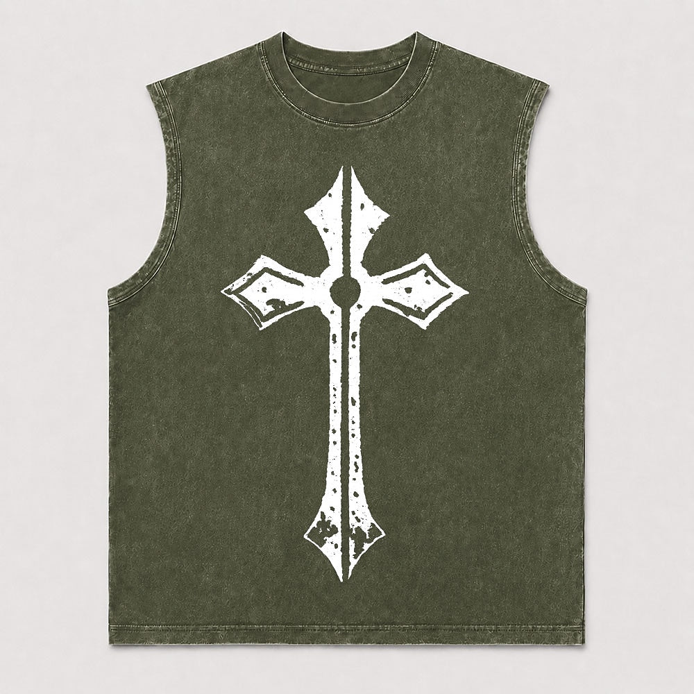 Gothic Ornate Pointed Cross Distressed Symbol Gothic Rock Christian Faith Christian Tank Top - product image 5
