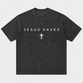 Faith Jesus Saves Quote with Simple Minimalist Cross Christian T-Shirt - product image 1