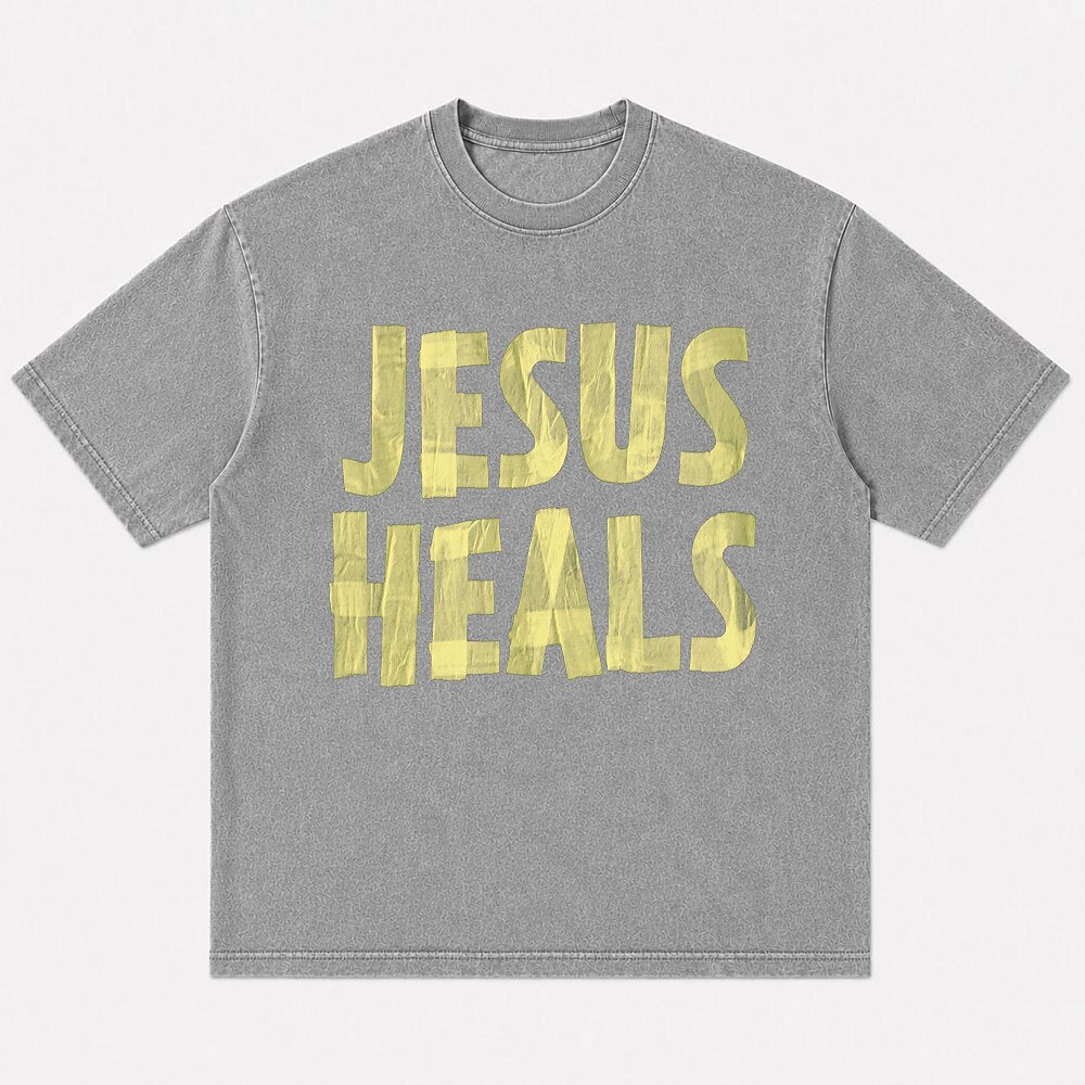 Jesus Heals men's Christian graphic T-shirt view 5