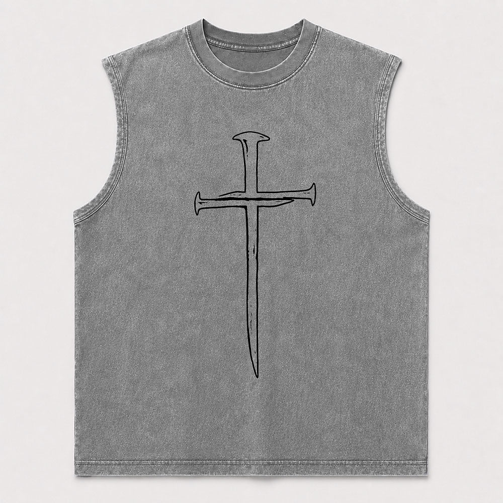 Two Nails Forming A Cross Christian Faith Symbol Religious Easter Christian Tank Top - product image 4