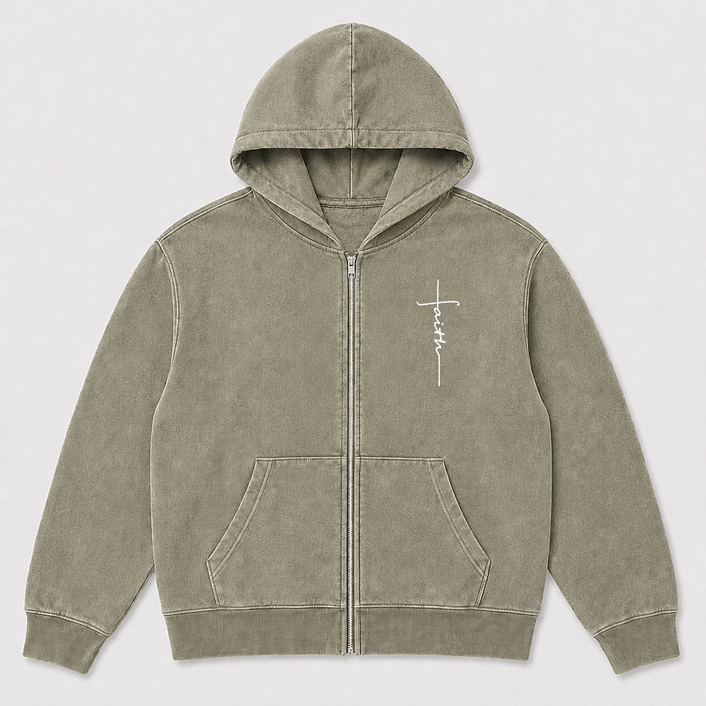 Jesus Signature Cross Christian Zip Hoodie - product image 4