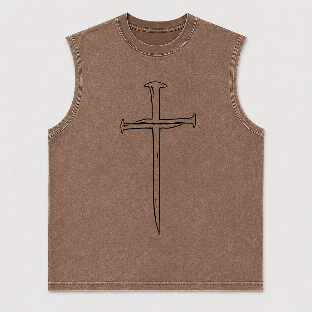 Two Nails Forming A Cross Christian Faith Symbol Religious Easter Christian Tank Top - product image 5