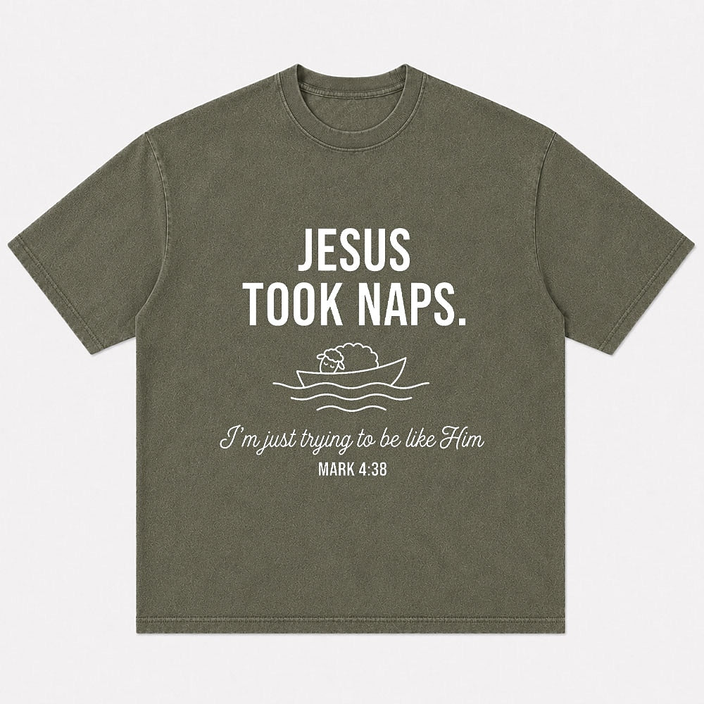 Jesus Took Naps boat graphic cotton T-shirt, product view 1