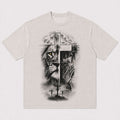 Lion Face Jesus Praying with Crown of Thorns Three Crosses Christian T-Shirt - product image 1
