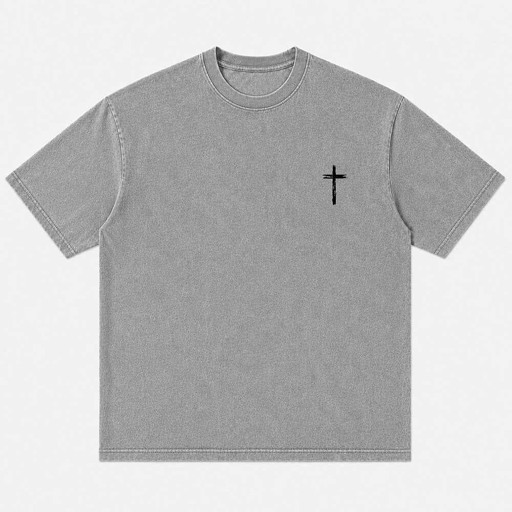 Jesus Profile with Crown of Thorns on Cross Christian T-Shirt - product image 3