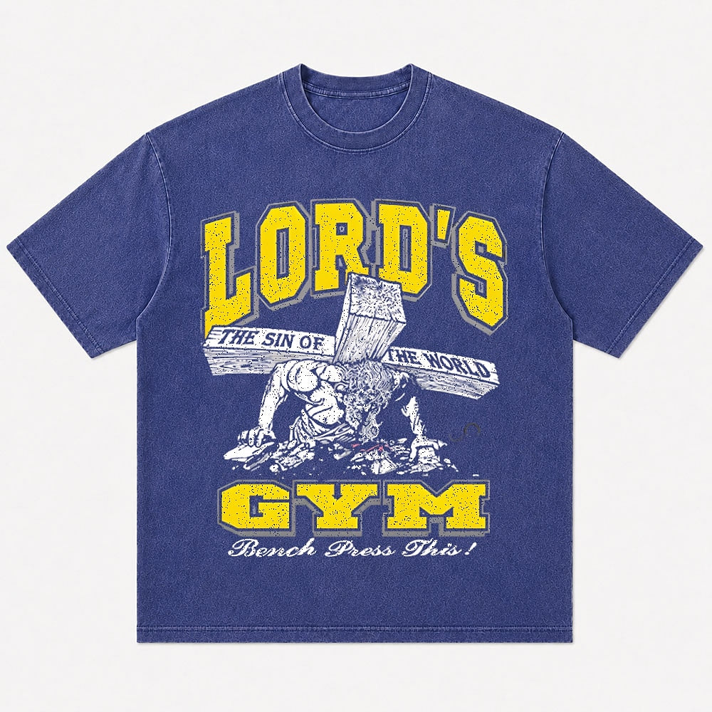Lords Gym cross-bearing figure graphic cotton T-shirt, product view 1