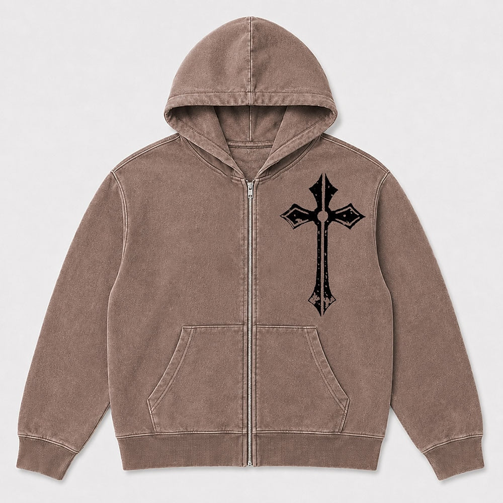 Ornate Cross Christian Zip Hoodie - product image 5