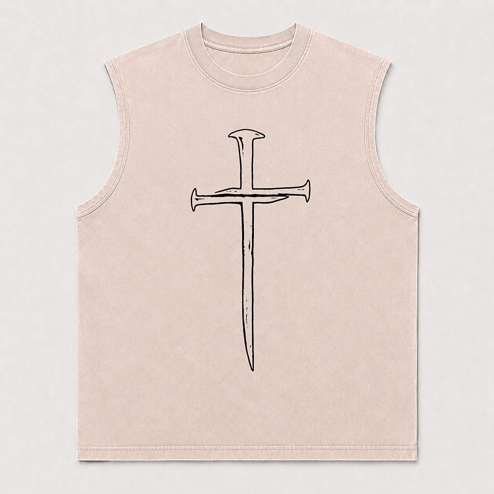 Two Nails Forming A Cross Christian Faith Symbol Religious Easter Christian Tank Top - product image 8