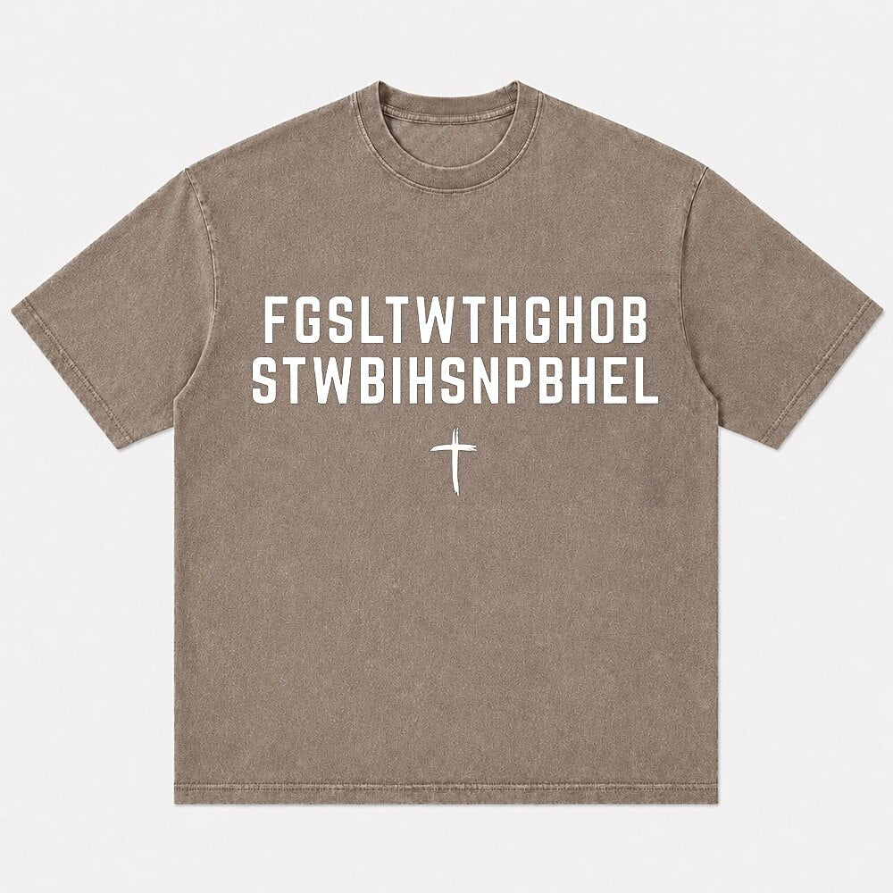 John 3:16 initial-letter typography and cross cotton T-shirt, product view 6
