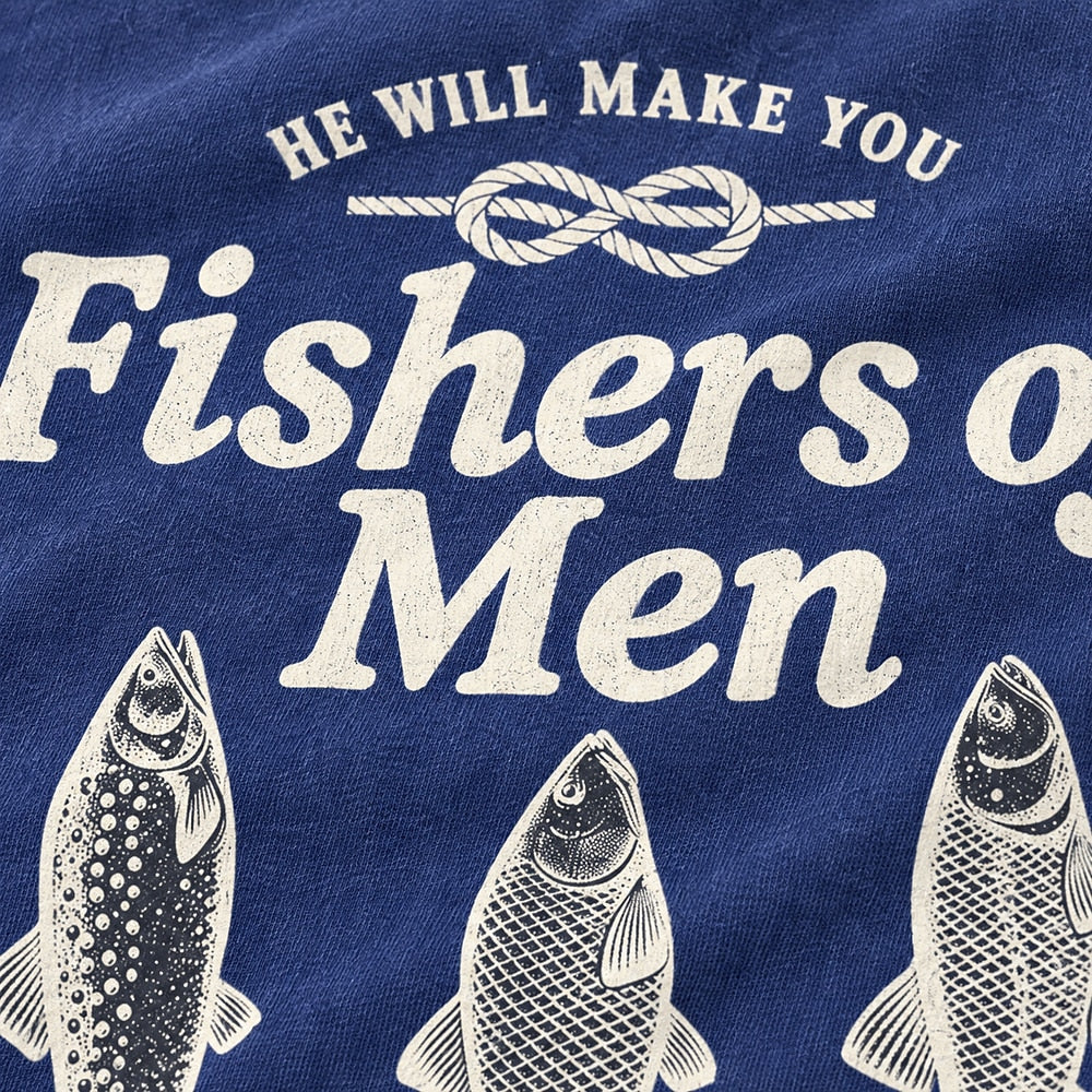 Fishers of Men Matthew 4:19 cotton T-shirt, additional product detail view