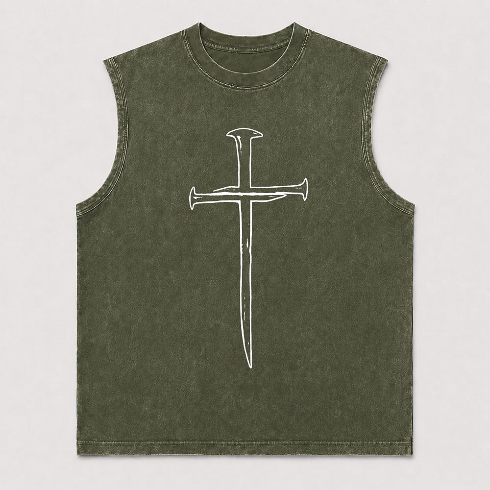 Two Nails Forming A Cross Christian Faith Symbol Religious Easter Christian Tank Top - product image 6