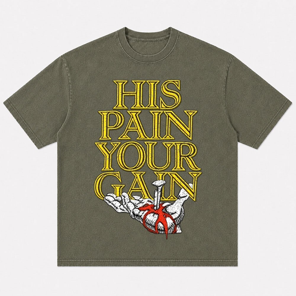 His Pain Your Gain nail-pierced hand graphic cotton T-shirt, product view 5