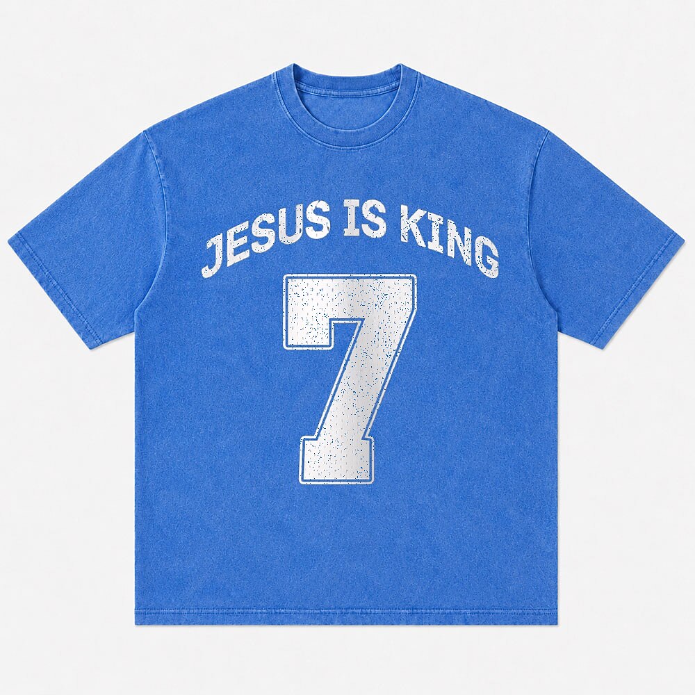 Jesus Is King and number 7 graphic cotton T-shirt, product view 6
