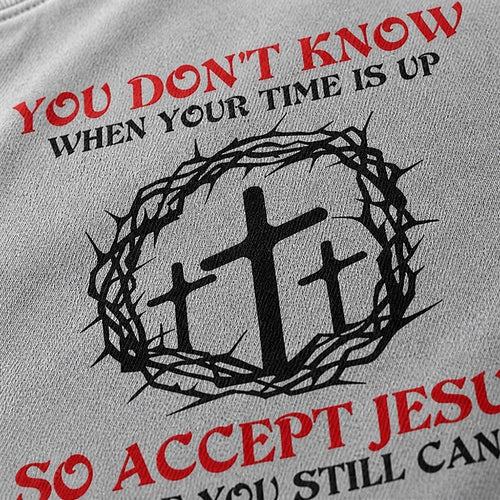 Accept Jesus Three Crosses cotton T-shirt, additional product detail view