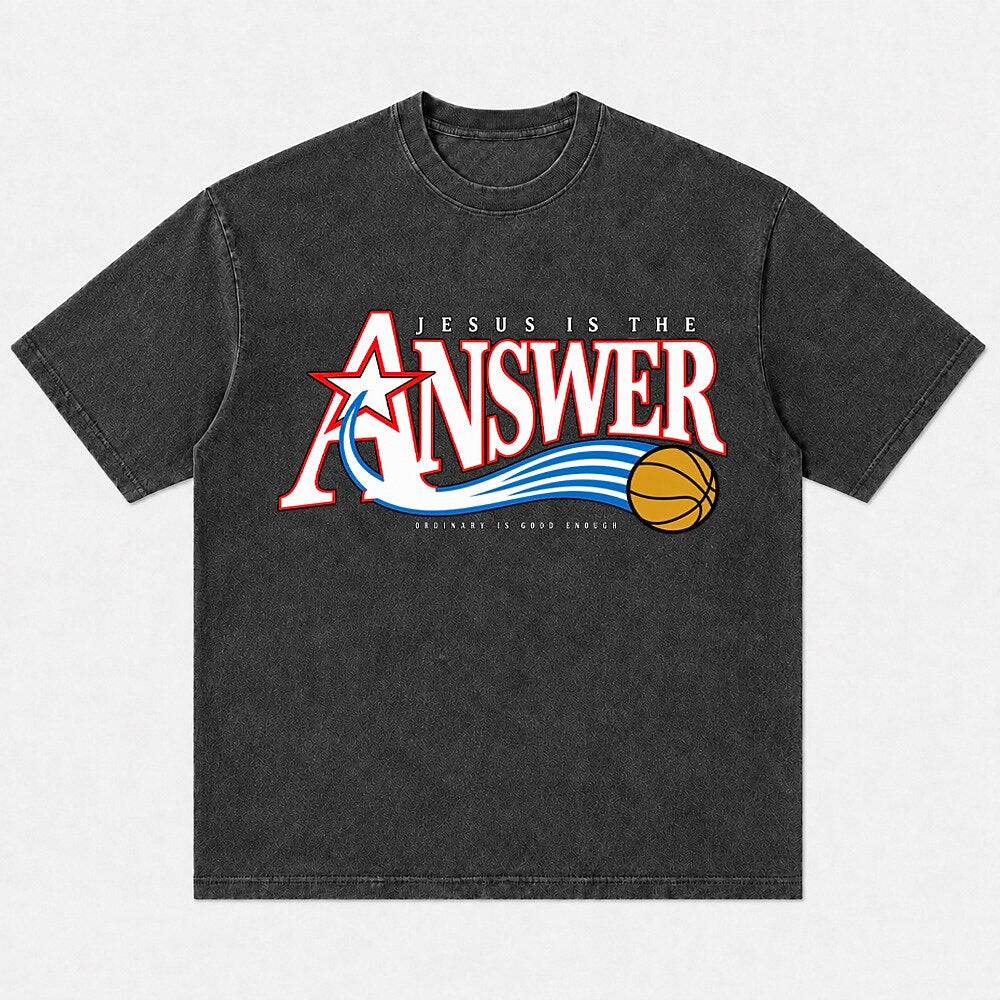 Jesus Is the Answer basketball graphic cotton T-shirt, product view 7