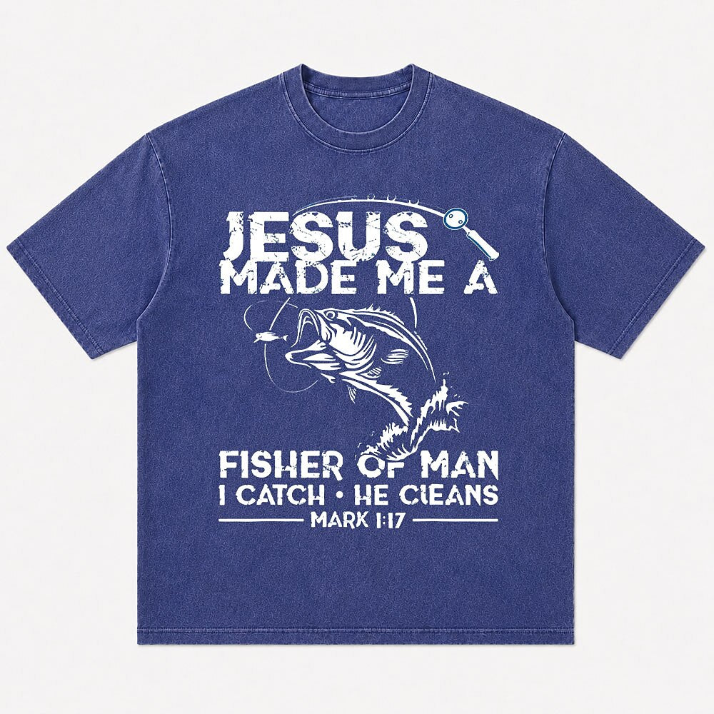 Jesus Made Me a Fisher of Man Fishing Mark 1:17 Christian T-Shirt - product image 4