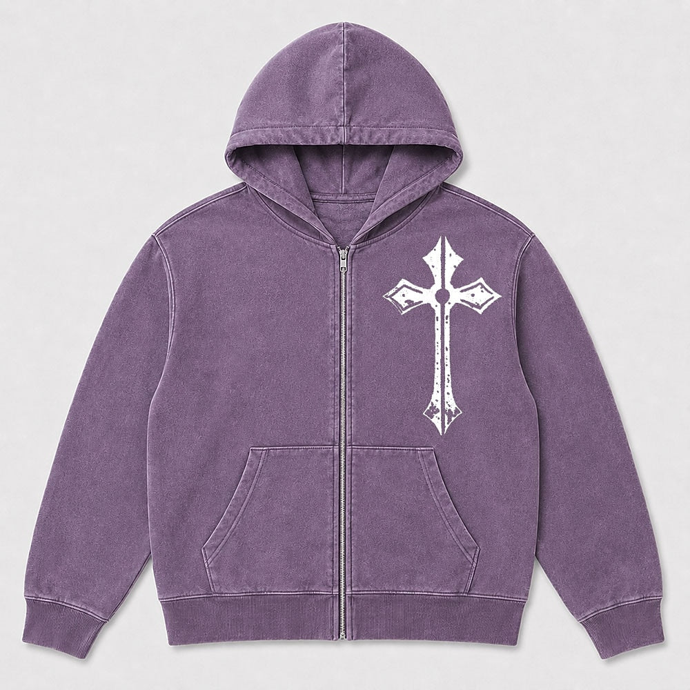 Ornate Cross Christian Zip Hoodie - product image 6