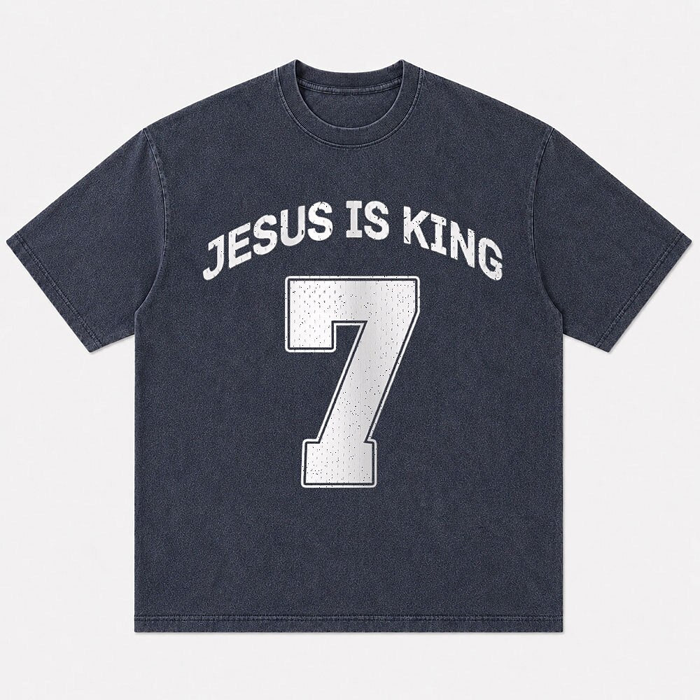 Jesus Is King and number 7 graphic cotton T-shirt, product view 4