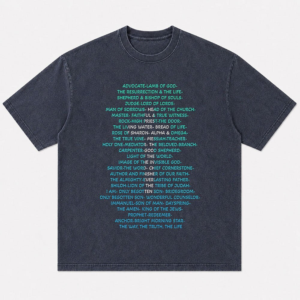 Names of Jesus Christ cross typography T-shirt