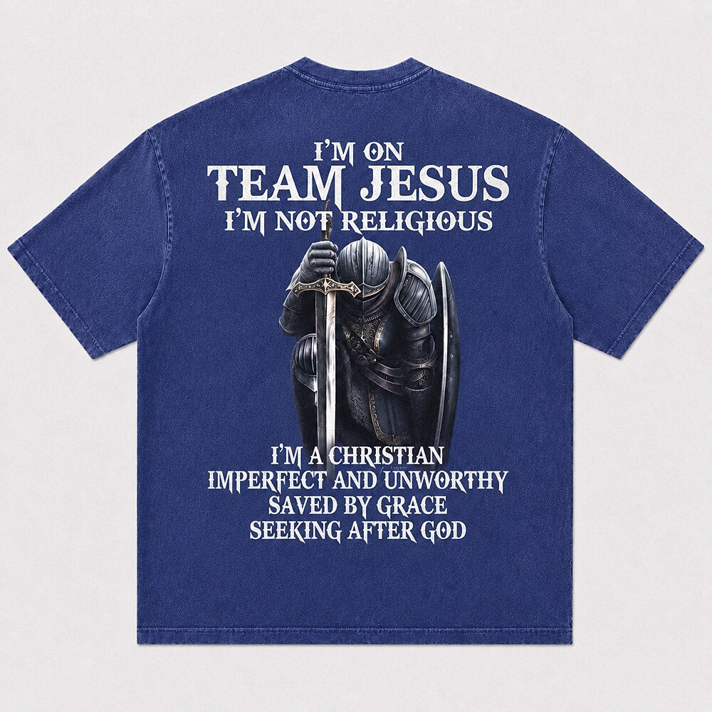 I'm On Team Jesus Knight Saved By Grace Christian T-Shirt - product image 7