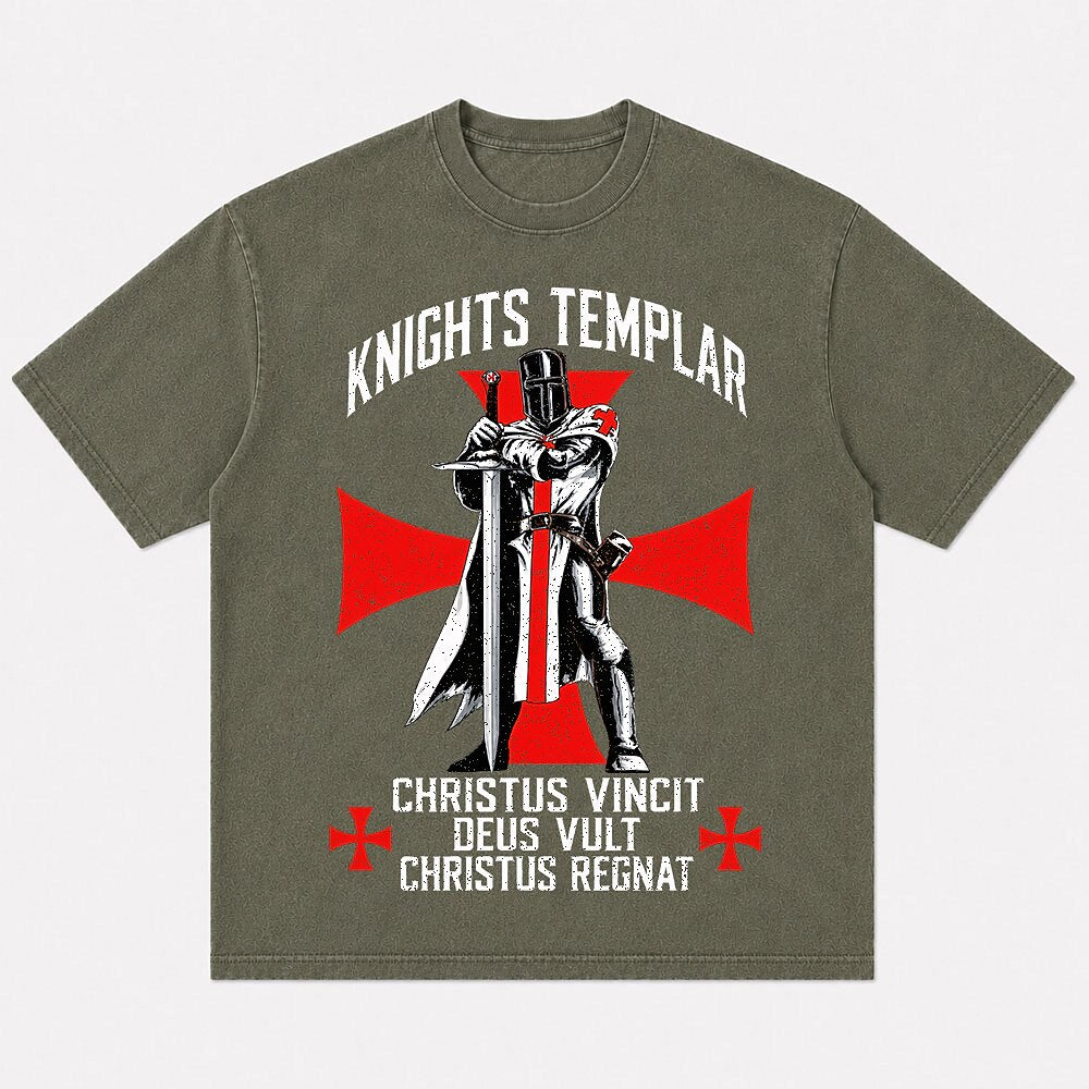 Templar knight and red cross graphic cotton T-shirt, product view 4