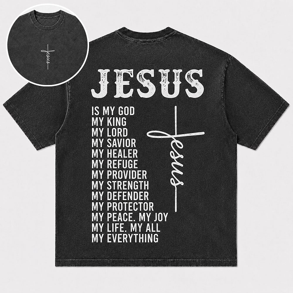 Faith Jesus Is My God My King My Savior My Everything Quote with Cross Christian T-Shirt - product image 1