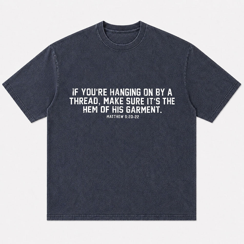 Hem of His Garment Matthew 9:20-22 washed cotton T-shirt, product view 5