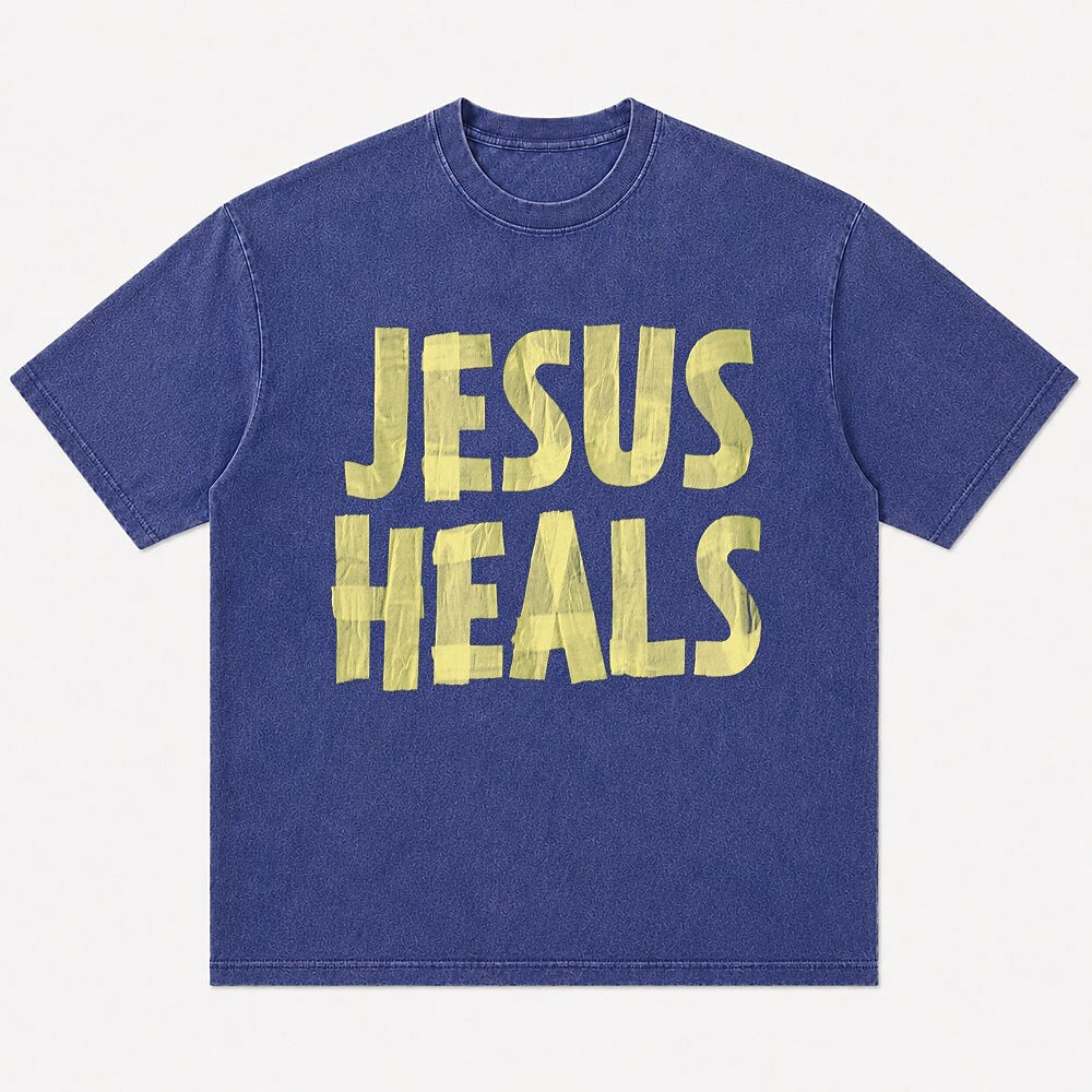 Jesus Heals men's Christian graphic T-shirt view 3