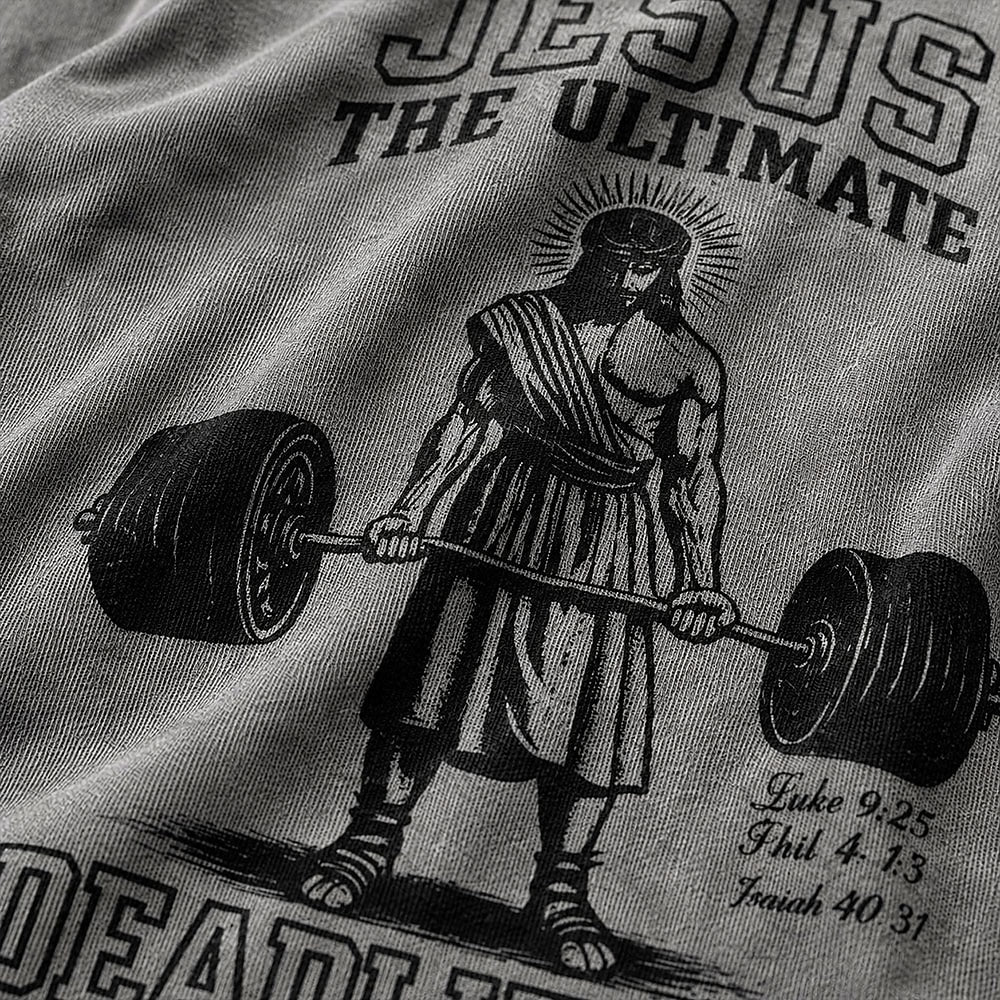 Jesus The Ultimate Deadlifter Barbell Weightlifting Bible Verse Christian Gym Faith Christian Tank Top - product image 2
