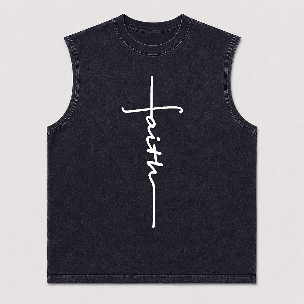 Faith Written As A Cross Minimalist Script Lettering Christian Tank Top - product image 6