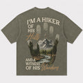 I'm A Hiker of His Hills And A Witness of His Wonders Quote with Handprint Mountain River Cross Christian T-Shirt - product image 6
