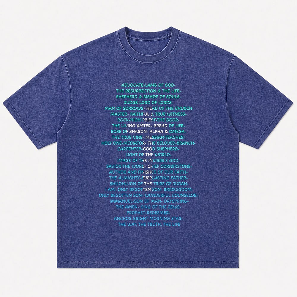 Names of Jesus Christ cross typography T-shirt