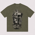 Lion Face Jesus Praying with Crown of Thorns Three Crosses Christian T-Shirt - product image 5