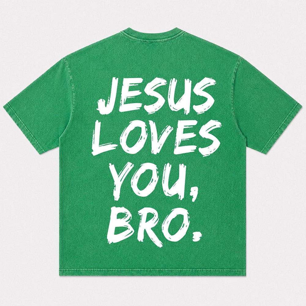 Jesus Loves You Bro washed cotton T-shirt, product view 7