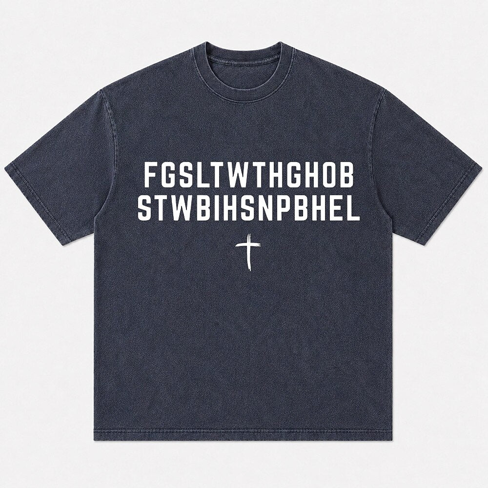 John 3:16 initial-letter typography and cross cotton T-shirt, product view 4