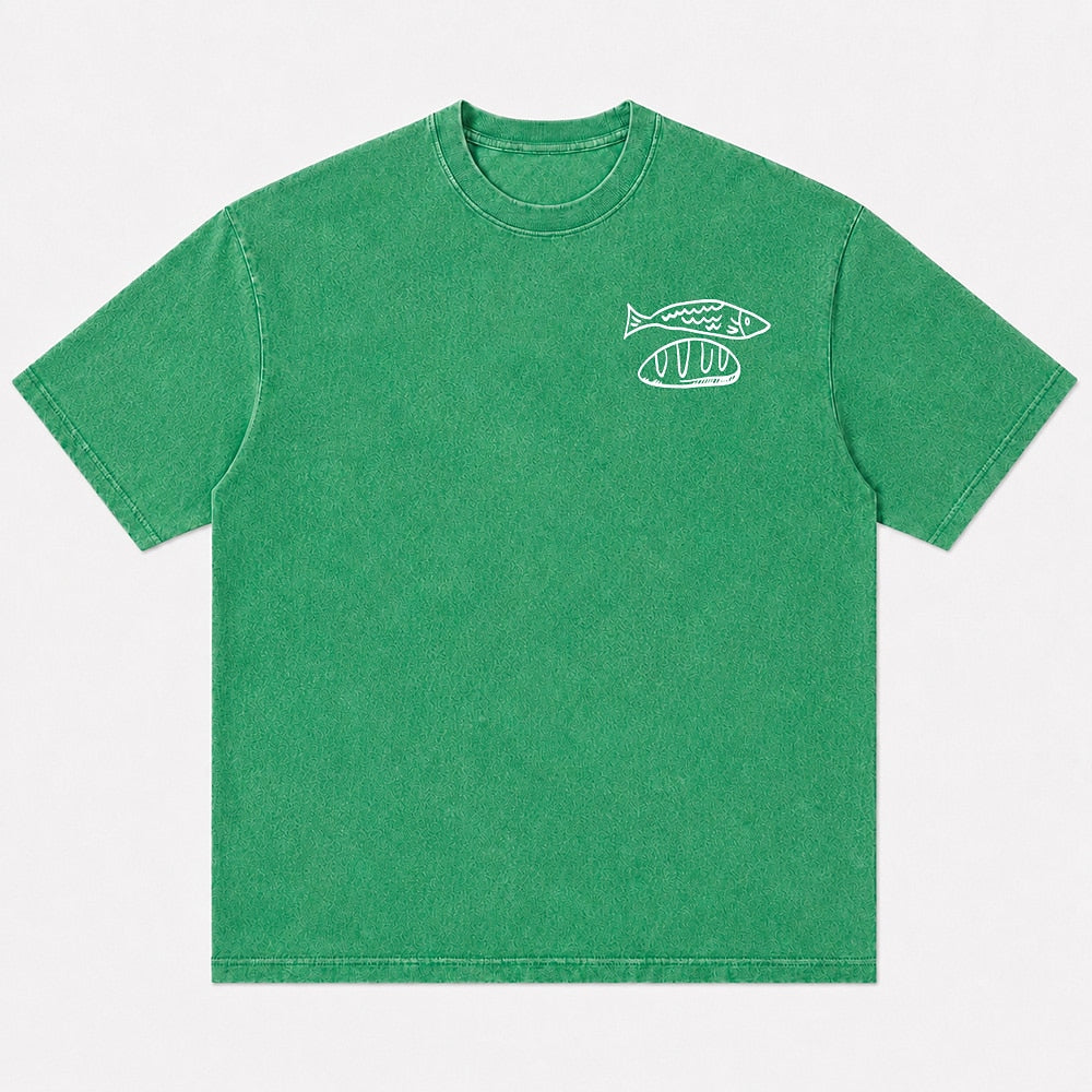 Loaves and Fish Matthew 14:10-21 cotton T-shirt, additional product detail view