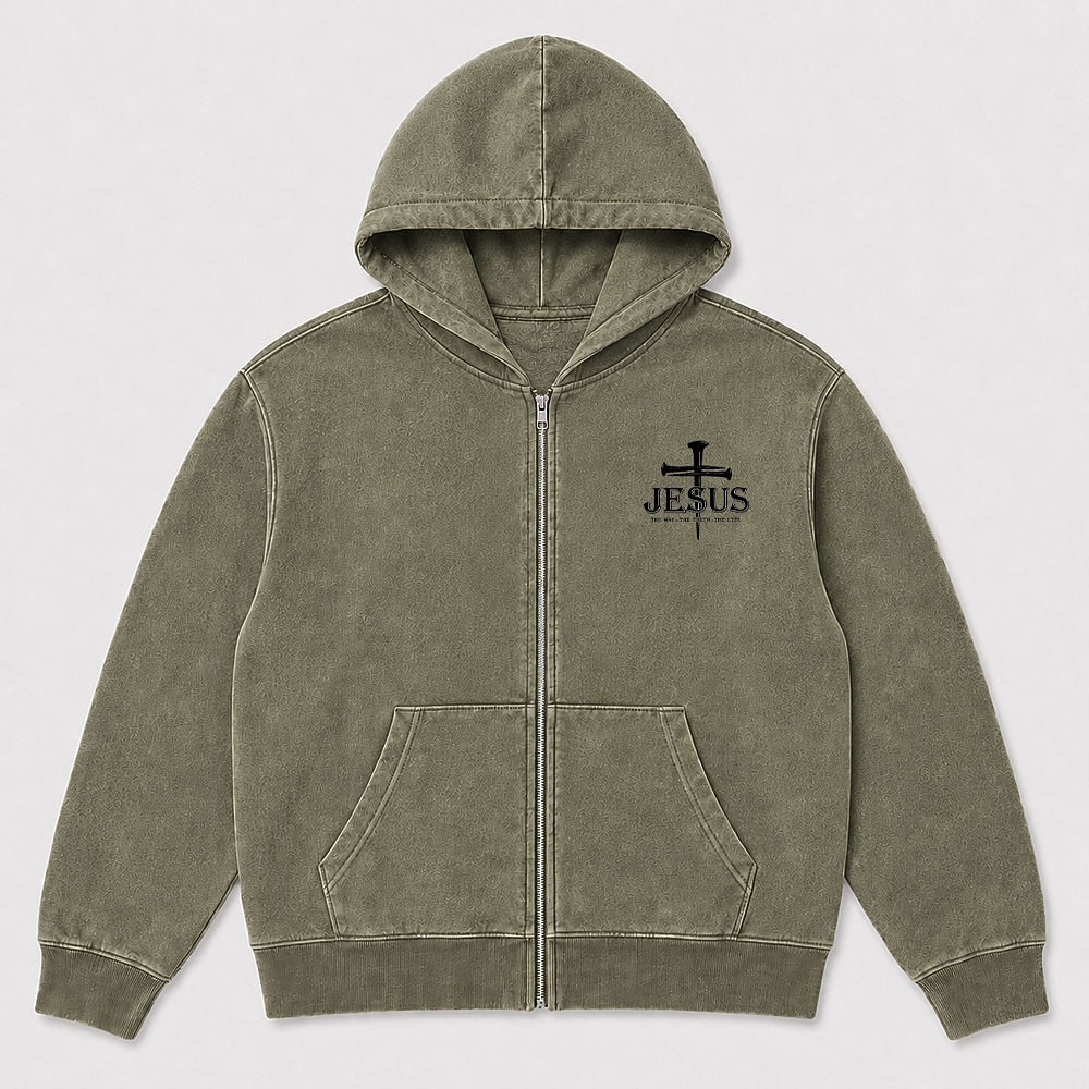 Jesus Cross Christlicher Kapuzenpullover mit Reißverschluss - Produktbild 1