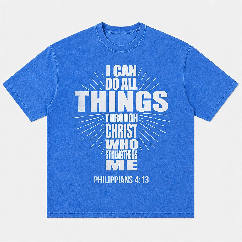 I Can Do All Things through Christ Who Strengthens Me Philippians Bible Verse Cross Christian T-Shirt - product image 1