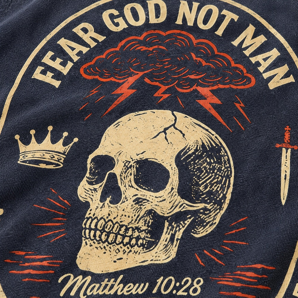 Fear God Not Man Matthew 10:28 cotton T-shirt, additional product detail view