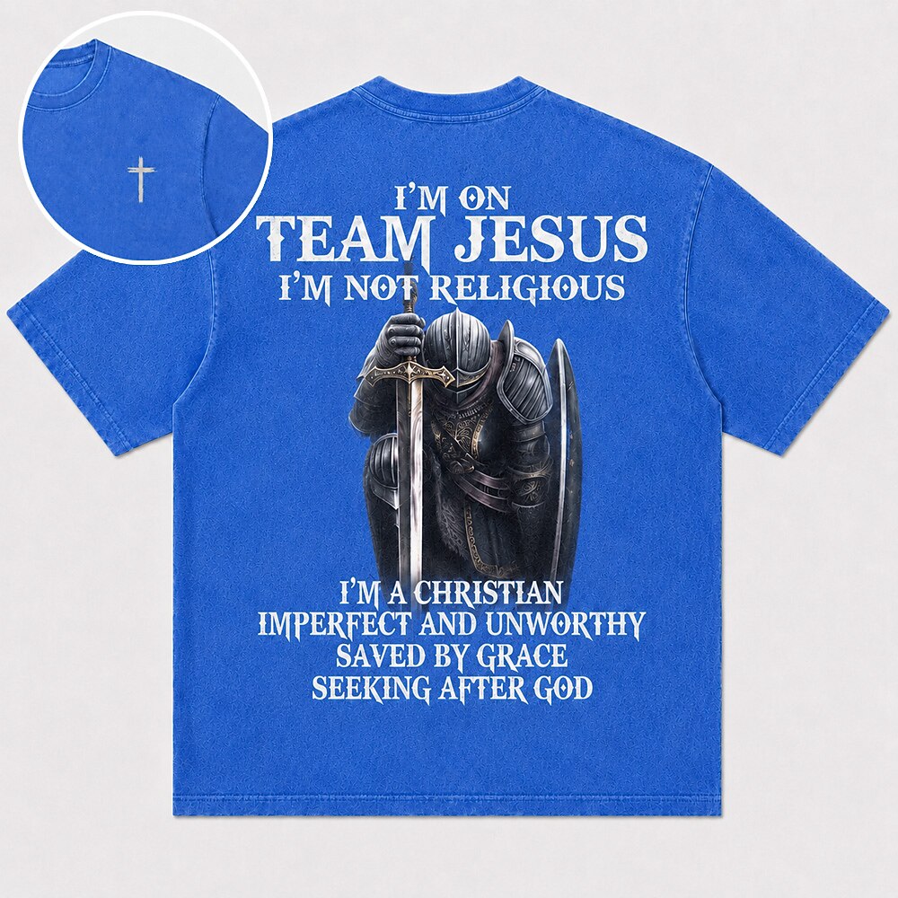 I'm On Team Jesus Knight Saved By Grace Christian T-Shirt - product image 1