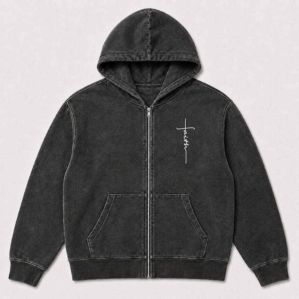 Jesus Signature Cross Christian Zip Hoodie - product image 1