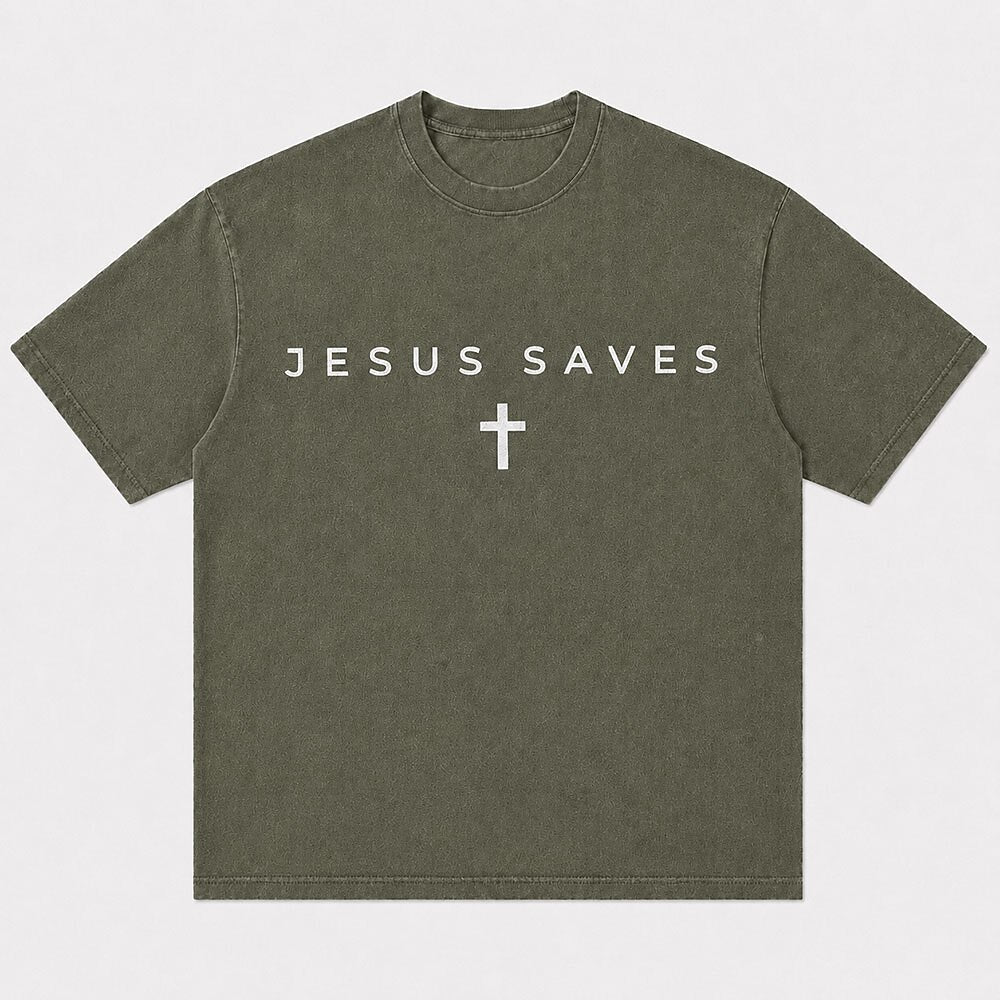 Faith Jesus Saves Quote with Simple Minimalist Cross Christian T-Shirt - product image 4