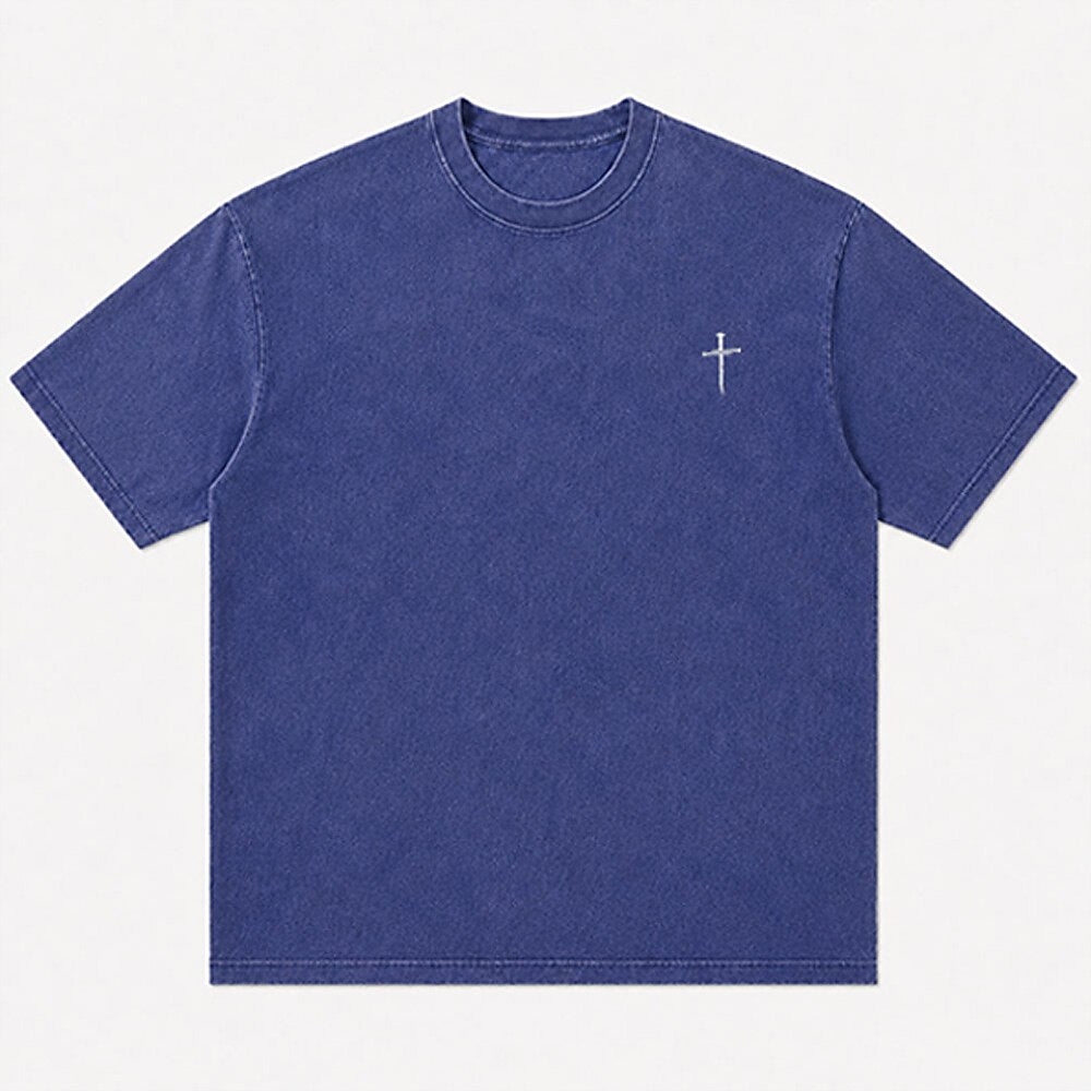 Jesus Holding Lamb Crown Of Thorns Good Shepherd Sketch Line Art Christian Religious Vintage Front Cross Christian T-Shirt - product image 2
