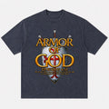 Armor of God Shield Ephesians 6:11 washed cotton T-shirt, product view 1